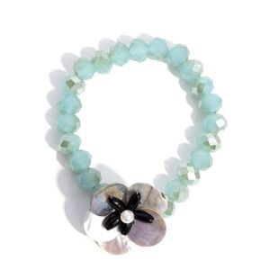 Paparazzi Blue and Black Floral Beaded Bracelet